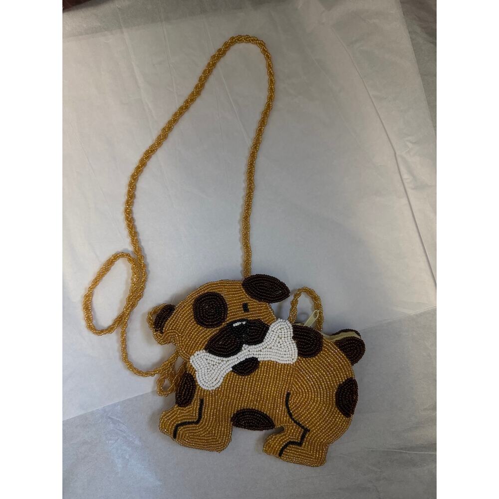 Vintage C. Marie Beaded Dog Crossbody Bag Puppy Bone Novelty Y2K rare